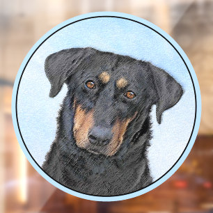 Beauceron Painting - Cute Original Dog Art Window Cling