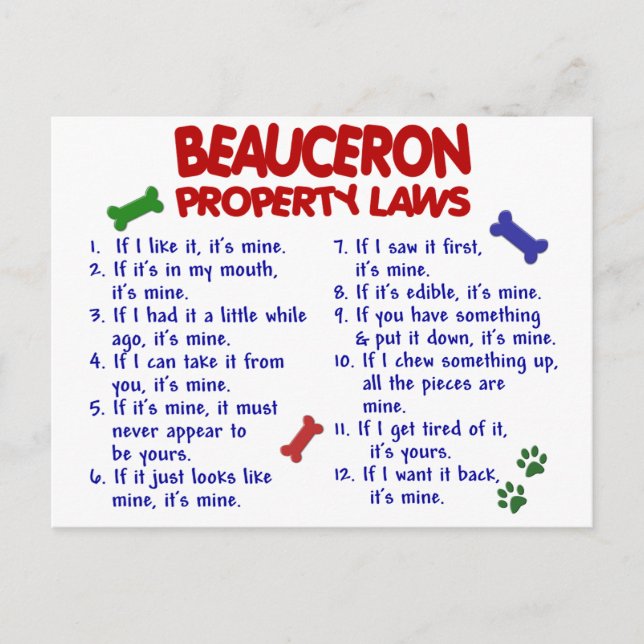 BEAUCERON Property Laws 2 Postcard (Front)