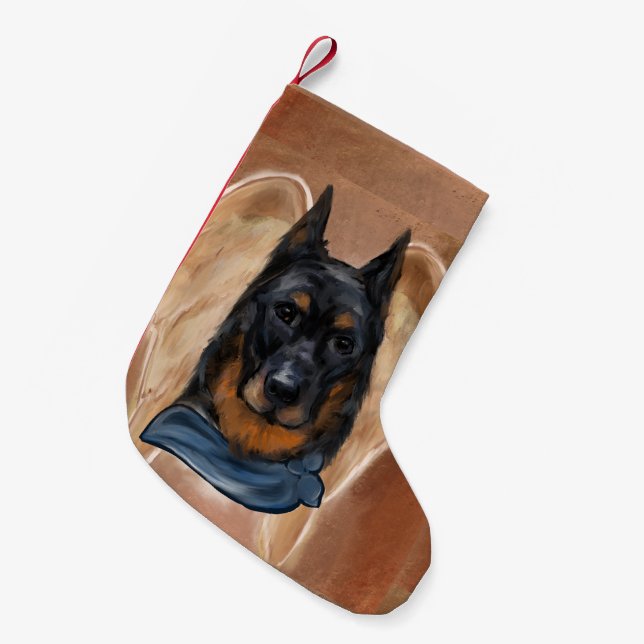 Beauceron Small Christmas Stocking (Front (Hanging))