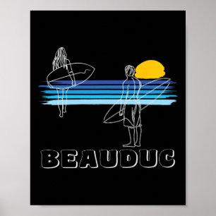 Beauduc Surfing Beach Surf Guy Girl Poster