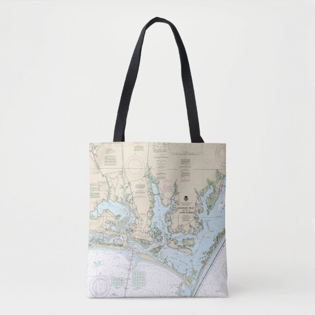Beaufort Inlet and Part of Core Sound Chart Tote Bag (Front)