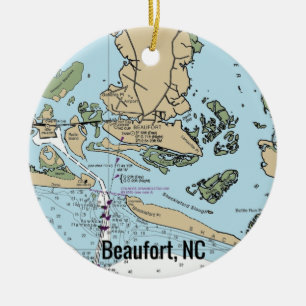 Beaufort NC Chart Ceramic Tree Decoration