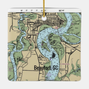 Beaufort South Carolina Chart Ceramic Ornament