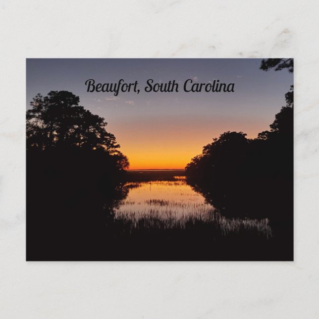 Beaufort South Carolina Marsh Sunset Over Water Postcard (Front)