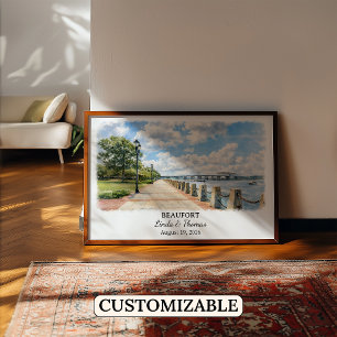 Beaufort South Carolina Poster, Watercolor, Custom Poster
