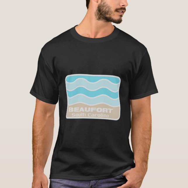 Beaufort South Carolina Retro Sc Waves Beach Souve T-Shirt (Front)