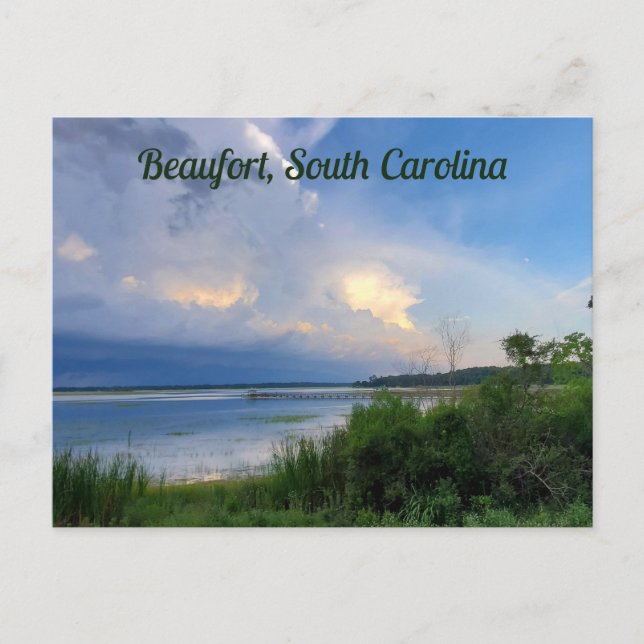 Beaufort South Carolina Thunderstorm Over Water Postcard (Front)