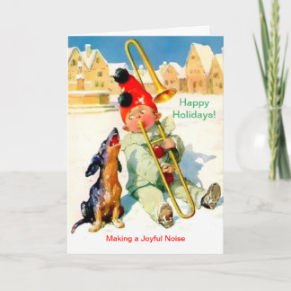 Beauiful Boy, Trombone & Dachshund Christmas Card