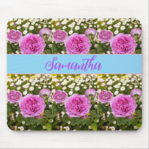 Beauitful Pink Roses and Daisies Floral Mouse Mouse Mat