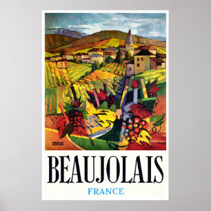 Beaujolais Art French Wines Poster Vintage France