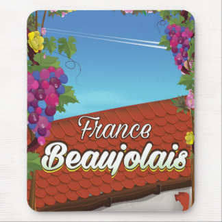 Beaujolais France wine travel poster Mouse Mat