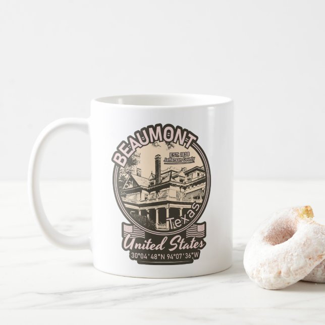 BEAUMONT CITY - TEXAS VINTAGE COFFEE MUG (With Donut)