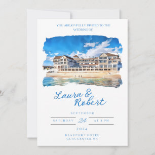 Beauport Hotel Massachusetts Venue Watercolor  Invitation