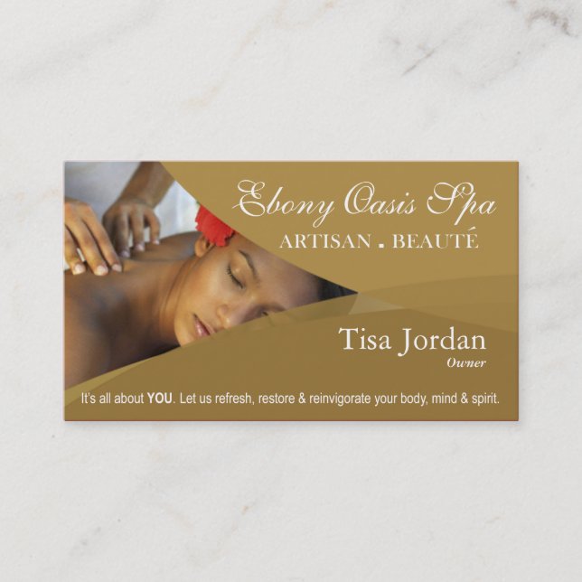 Beauté Salon Day Spa Massage Therapy Aromatherapy Business Card (Front)