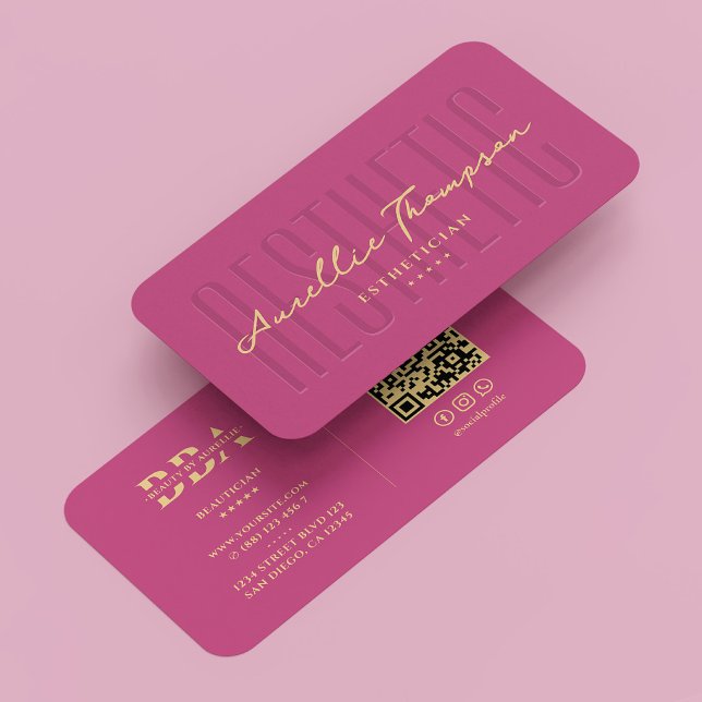 Beautician Aesthetician Aesthetic Pink Modern Business Card (Beautician Esthetician Aesthetic Pink Modern Business Card
)