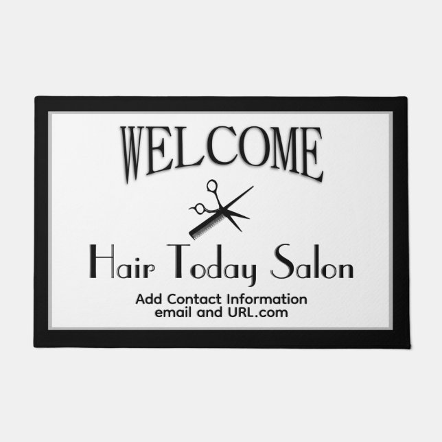 Beautician Business Name Contact Info Welcome Doormat (Front)