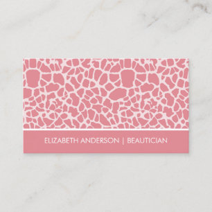 Beautician Chic Pink Giraffe Animal Print Salon Business Card