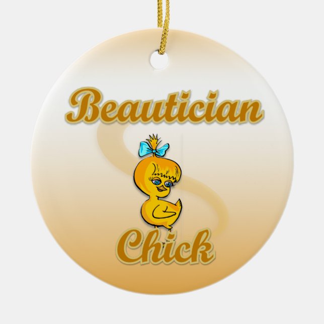 Beautician Chick Ceramic Tree Decoration (Front)