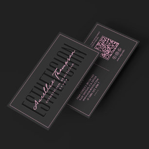 Beautician Cosmetologist Pink Black Aesthetician Business Card