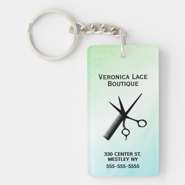 Beautician Design Blue Green Key Ring (Front)