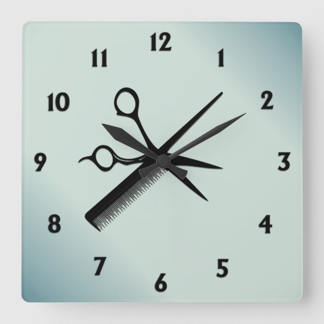 Beautician Design Green Square Wall Clock (Front)