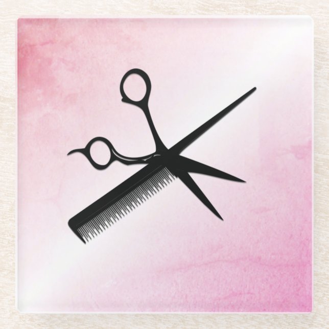 Beautician Design Pink Glass Coaster (Front)