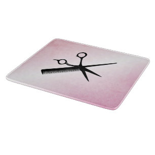 Beautician Design Pink Glass Cutting Board