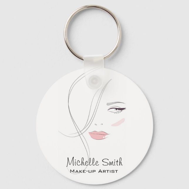 Beautician Modern Elegant Blush Pink Beauty Girl Key Ring (Front)