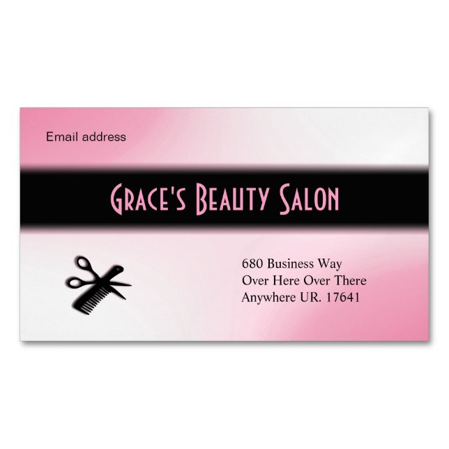 Beautician Pink Magnetic Business Card (Front)