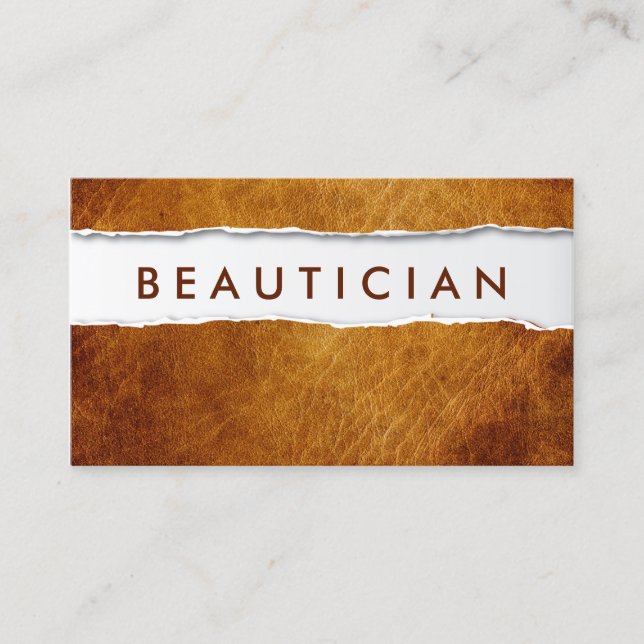 Beautician Vintage Ripped Paper Salon Business Card (Front)