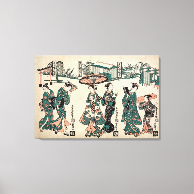 Beauties from Fukagawa. Triptych Canvas Print (Front)