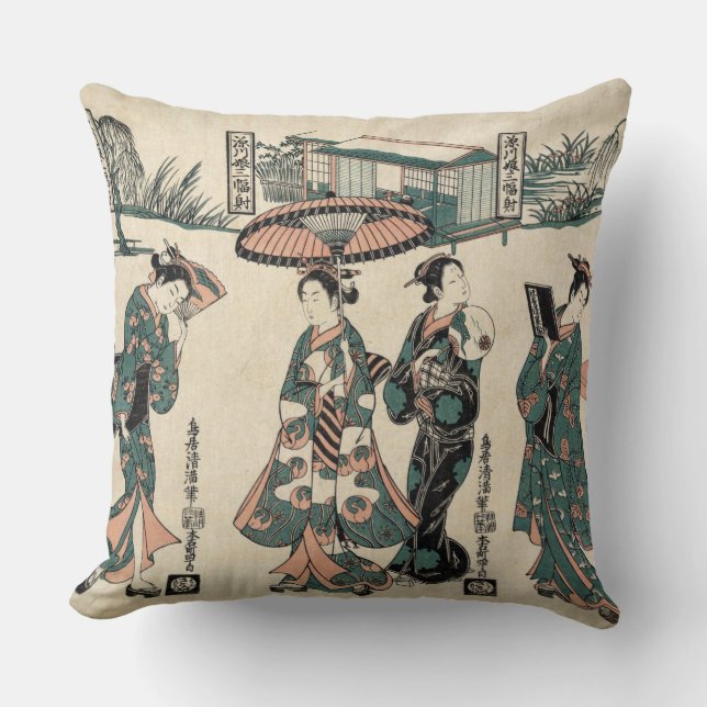 Beauties from Fukagawa. Triptych Cushion (Front)