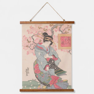 Beauties under Cherry Blossoms Vintage Ukiyo-e Hanging Tapestry