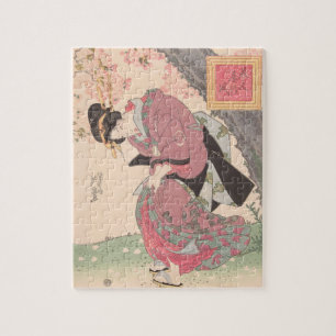 Beauties under Cherry Blossoms Vintage Ukiyo-e Jigsaw Puzzle