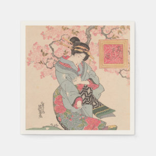 Beauties under Cherry Blossoms Vintage Ukiyo-e Napkin