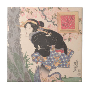 Beauties under Cherry Blossoms Vintage Ukiyo-e Tile