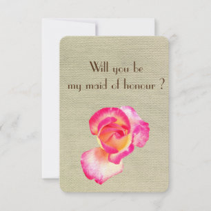 Beautif Rose Flower, Will you be my maid of honour Invitation