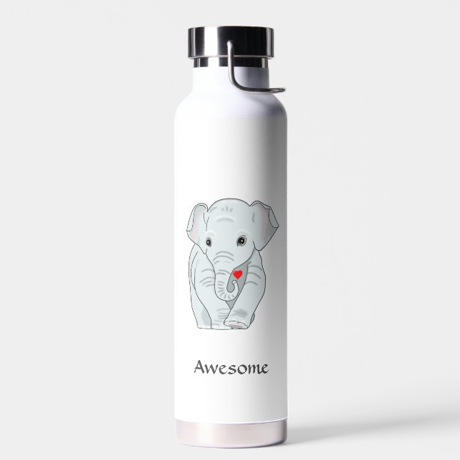 Beautifil Elephant on White Water Bottle (Left)