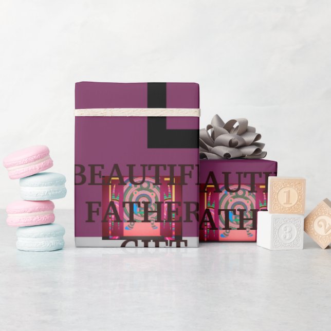 BEAUTIFL FATHER GIFT_LETTER _PUPLER_BLACK_GRAY_ WRAPPING PAPER (Baby Shower)