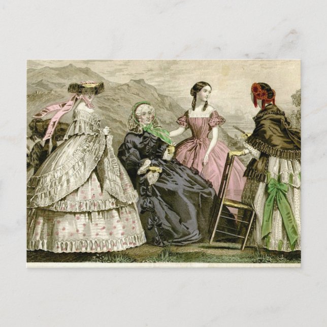 Beautiful 1859 Fashions Postcard (Front)