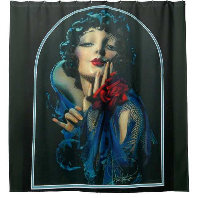 beautiful 1920s woman print shower curtain (Front)