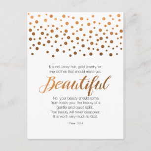 Beautiful, 1 Peter 3 Scripture Verse Postcard