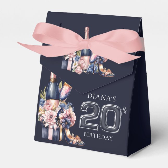 Beautiful 20th Birthday Personalised Favour Box (Front Side)