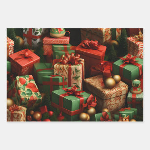 Beautiful 3D Christmas Gifting Theme Wrapping Paper Sheet