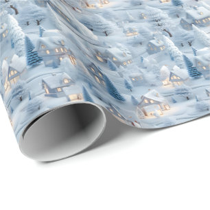 Beautiful 3D Festive Christmas Village Wrapping Paper