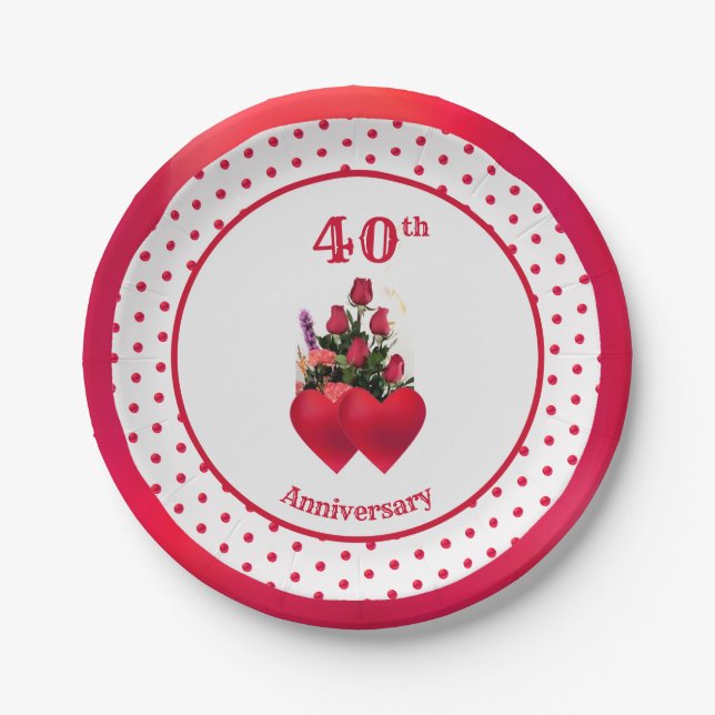 Beautiful 40th Anniversary Paper Plate (Front)