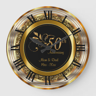 Beautiful 50th Golden Anniversary Large Clock