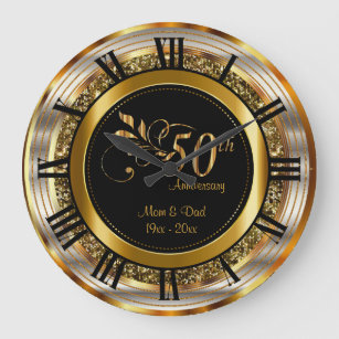 Beautiful 50th Golden Anniversary Large Clock
