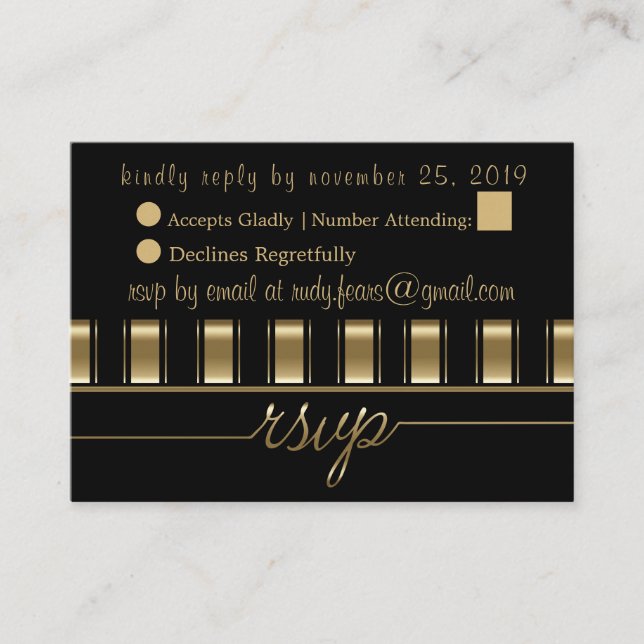 Beautiful 50th Golden Anniversary RSVP 2 Enclosure Card (Front)