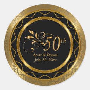 Beautiful 50th Golden Wedding Anniversary Classic Round Sticker